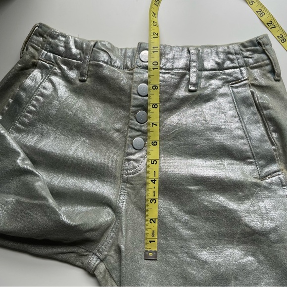 Pilcro Anthropologie Arin Mid Rise Crop Wide Barrel Jeans Coated Silver 27P - Picture 13 of 14